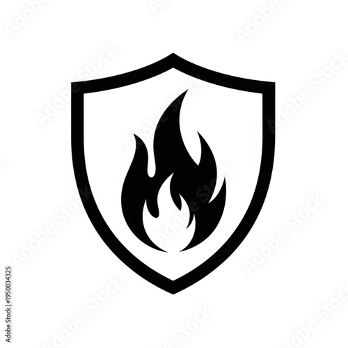 Fire shield icon representing safety and protection from flames.