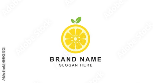 Fresh Lemon Slice Logo Design with Brand Name Placeholder.