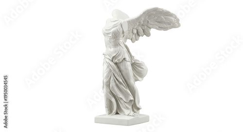 Obraz na płótnie Winged Victory of Samothrace white statue on transparent background