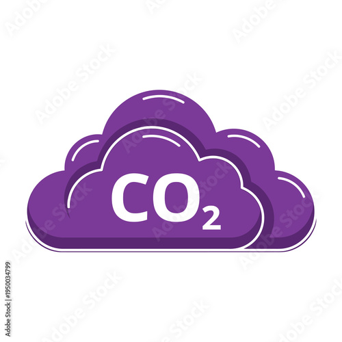 Purple cloud with co2 text on white background