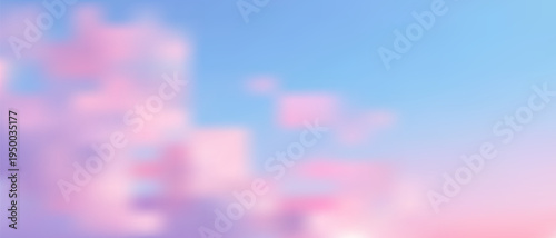 Stunning sunset sky with pink and orange gradient clouds over ocean horizon. Beautiful dawn backdrop featuring dramatic pastel colors and golden light for summer beach scenes.