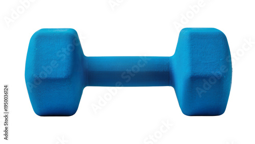 Schilderij op canvas Isolated blue neoprene dumbbell for fitness, weight training, and healthy lifest