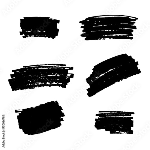 Black paint, polish, varnish brush shapes set, masks kit. Universal elements for wrapping, flyers, cards and branding