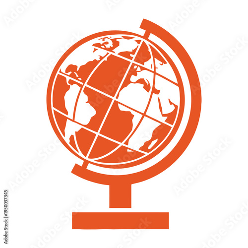 Orange globe icon with rotating arrow