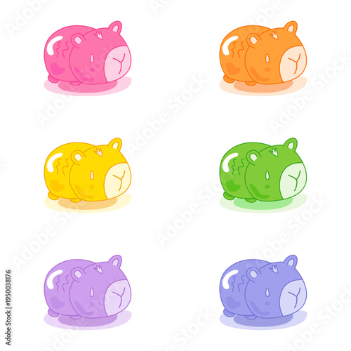 Collection of Adorable Pastel Capybara Gummy Candies