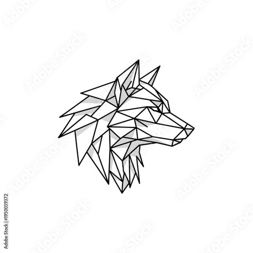 Geometric Wolf Head Polygon Art Design.