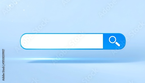 Search Bar with Magnifying Glass Icon on Blue Background.