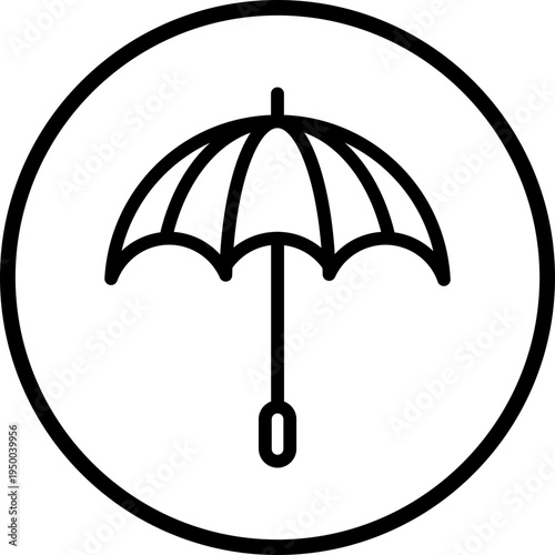 Beach Umbrella Line Icon Style