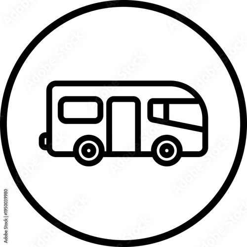 Camper Van Line Icon Style