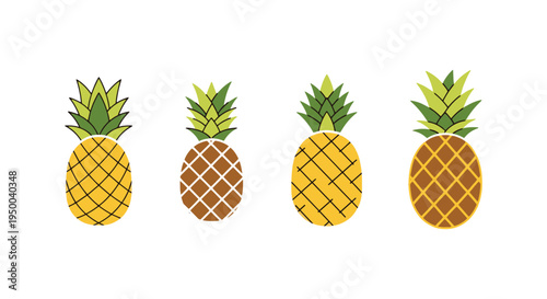 Organic Pineapple Line art soft abstract color vector design