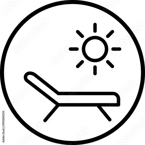 Sun Bed Line Icon Style