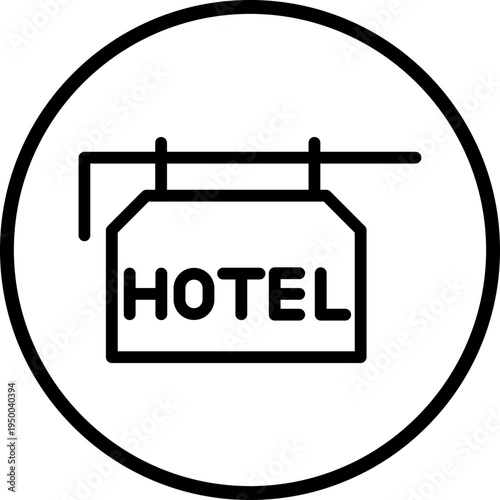 Hotel Sign Line Icon Style