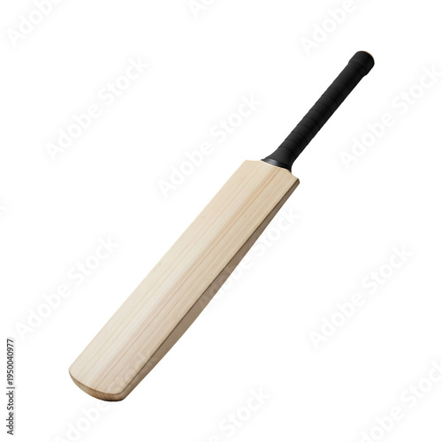 Cricket bat with black handle isolated on transparent background