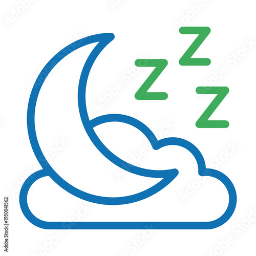 Sleepy moon and cloud with zzz symbols nighttime rest icon