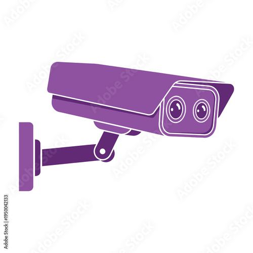 Purple security camera on wall mount surveillance system