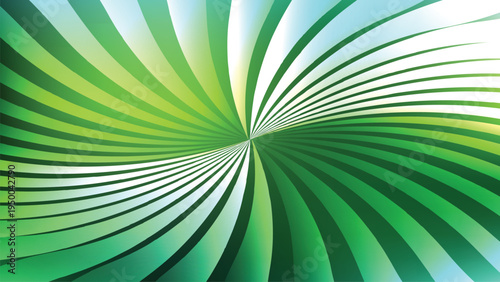 Abstract swirl of vibrant green and white lines radiating from a central point