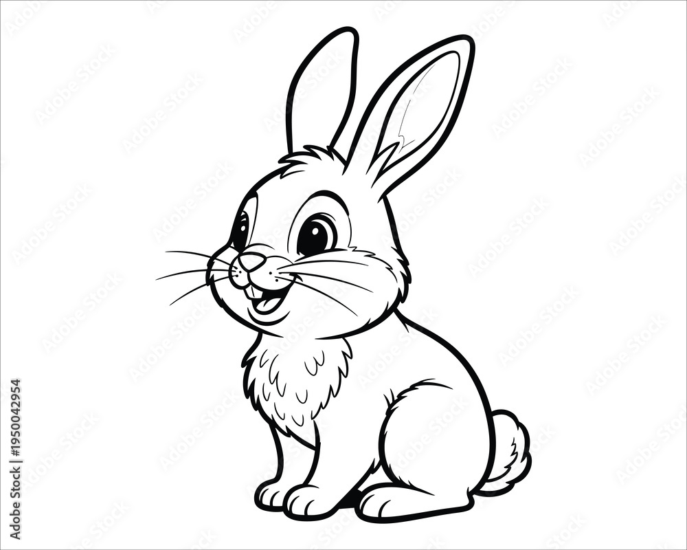 Fototapeta premium Smiling cartoon rabbit with big ears