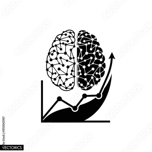 Symbolic representation of intelligent thinking and strategic insights driving continuous growth and progress, showcasing mental development and upward trend analysis