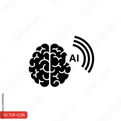 AI brain with signal waves, representing artificial intelligence and technological innovation