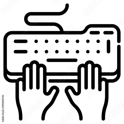 keyboard. This is a vector single icon with a dashed line style. It is suitable for various purposes, including website design, mobile app design, and logo design.