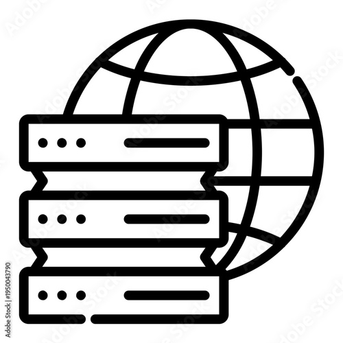 Server Rack. This is a vector single icon with a dashed line style. It is suitable for various purposes, including website design, mobile app design, and logo design.