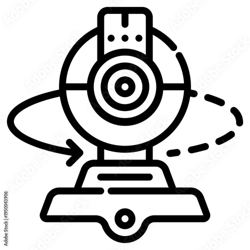 webcam. This is a vector single icon with a dashed line style. It is suitable for various purposes, including website design, mobile app design, and logo design.