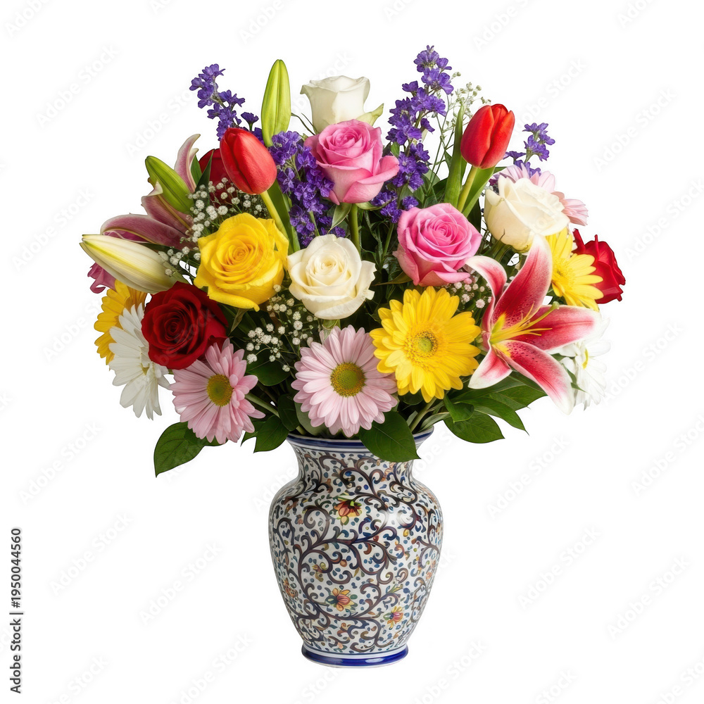 Obraz premium A colorful bouquet of flowers in a decorative vase