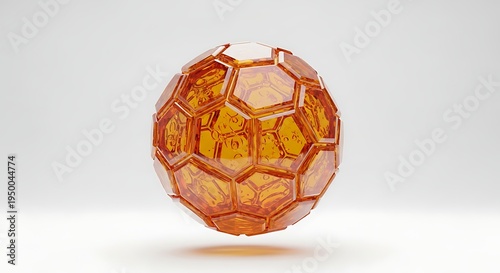 Abstract honeycomb sphere render on white background for design elements