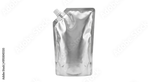Obraz na płótnie Silver foil spout pouch mockup on transparent background
