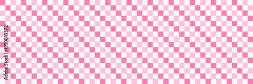 Seamless pink and white checkered pattern with soft pastel geometric square tiles for cute aesthetic background.