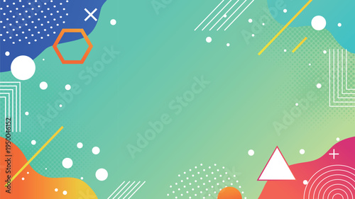 Vibrant abstract Memphis style geometric background with a modern feel