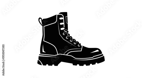 Black Work Boot Icon - Safety Footwear Silhouette