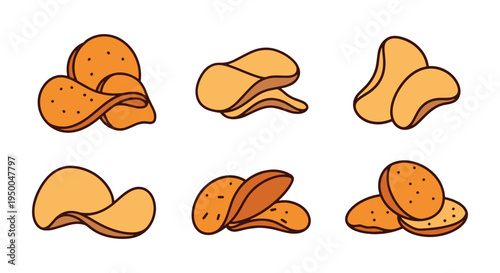 Sweet Potato Chips Line art minimal abstract vibrant color illustration