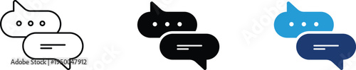 Online chat icon showing messaging communication and digital customer support. Professional illustration for social media interaction, live chat services, and community forum discussion.