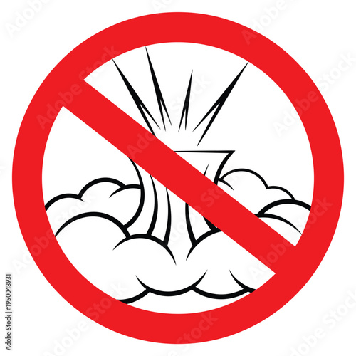 No, gases or smoke icon featuring prohibition symbol, air pollution and toxic gas warning, safety and environmental hazard concept, modern flat vector illustration for industrial, workplace, 