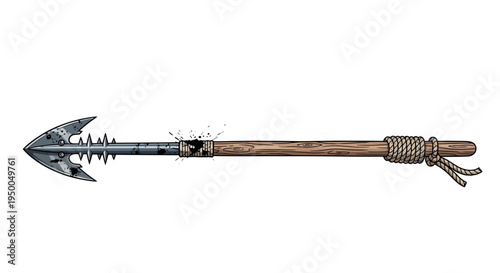 Tribal Arrow with Jagged Metal Head and Ropes