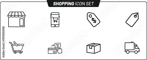 E commerce shopping icons set