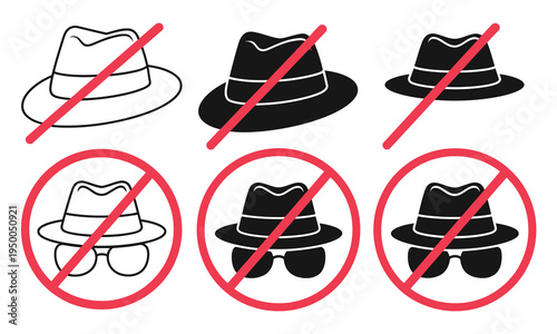 No, incognito mode icon featuring stop spy and anonymous access disabled symbols, privacy restriction and security warning concept, modern flat vector illustration