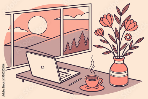 vector illustration of a restaurant table