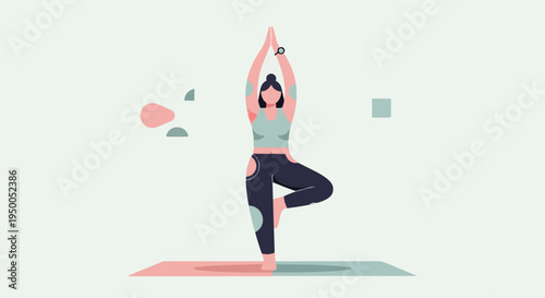 Minimalist illustration of a person performing a tree pose yoga