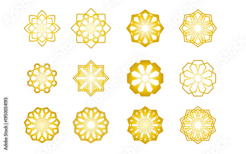 金色風幾何学系のワンポイント。マーク。