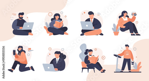 Modern lifestyle activities work, study, leisure, and fitness