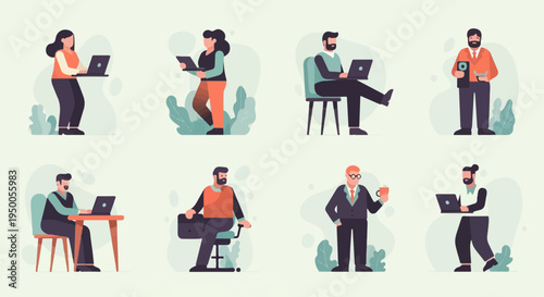 Modern professionals use laptops and tablets in diverse work settings