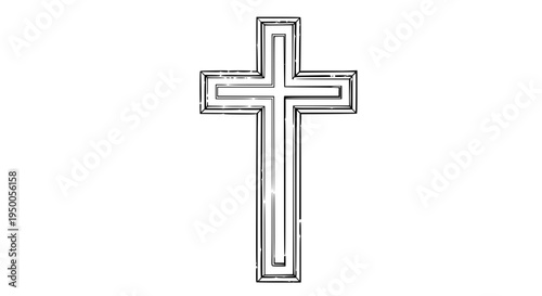 Vintage cross vector, worn effect, fine lines, 1950s inspiration, sepia color palette