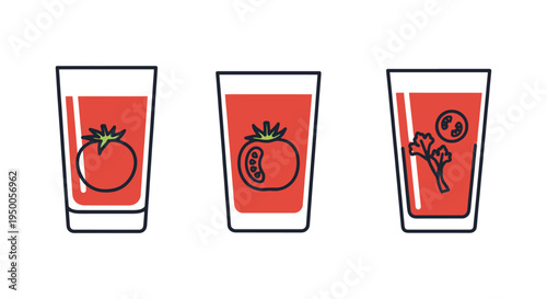 Tomato Celery Juice Line art modern smooth abstract color vector