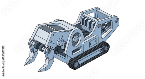 Industrial Excavator Machine with Claw Attachment and Tracks.