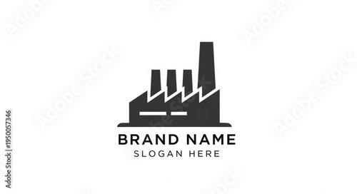 Industrial Factory Building Silhouette Logo Design.