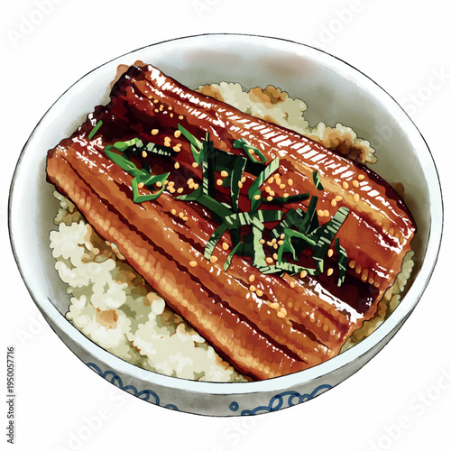 Grilled Unagi With Rice On A Bowl