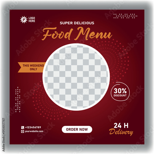 Food social media post and promotion banner design template