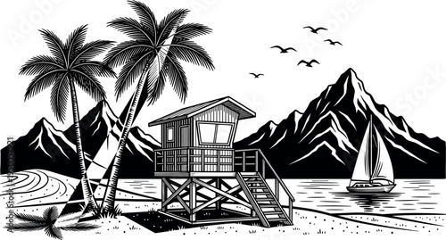 Casual Swim Shorts Vector Set Featuring Various Pocket Designs And Drawstring Waistbands In Black And White Flat Illustration For Apparel